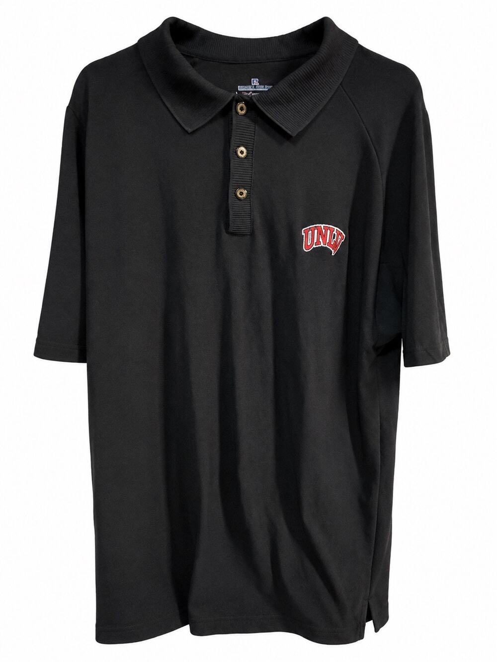 Russell Athletic UNLV Rebels Polo Shirt Black Embroidered Logo Short Sleeve